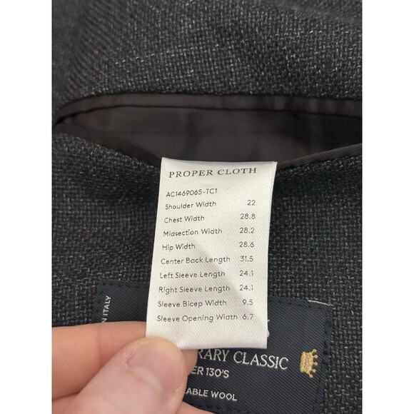 Proper Cloth Summer Sport Coat Men's 56 Tropical Wool Drago Slate Herringbone - Picture 5 of 12